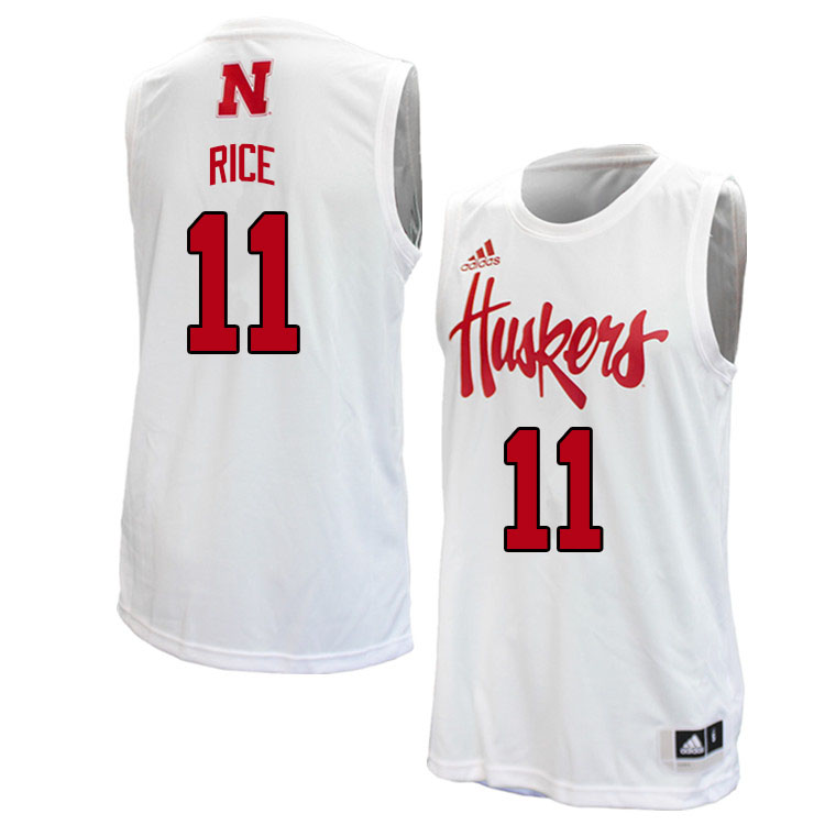 Men #11 Eli Rice Nebraska Cornhuskers College Basketball Jerseys Stitched Sale-White
